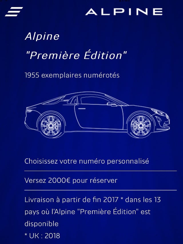 Alpine "Première Edition"