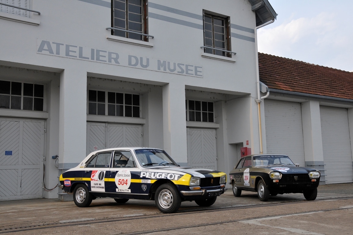 Peugeot berline 504 et coupé 204 Tour Auto 2017 - Musée de l'Aventure Peugeot