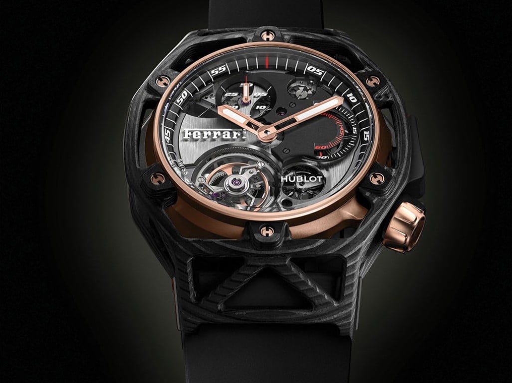 Hublot Techframe Ferrari 70 Years Carbone Peek & King Gold Tourbillon Chronograph