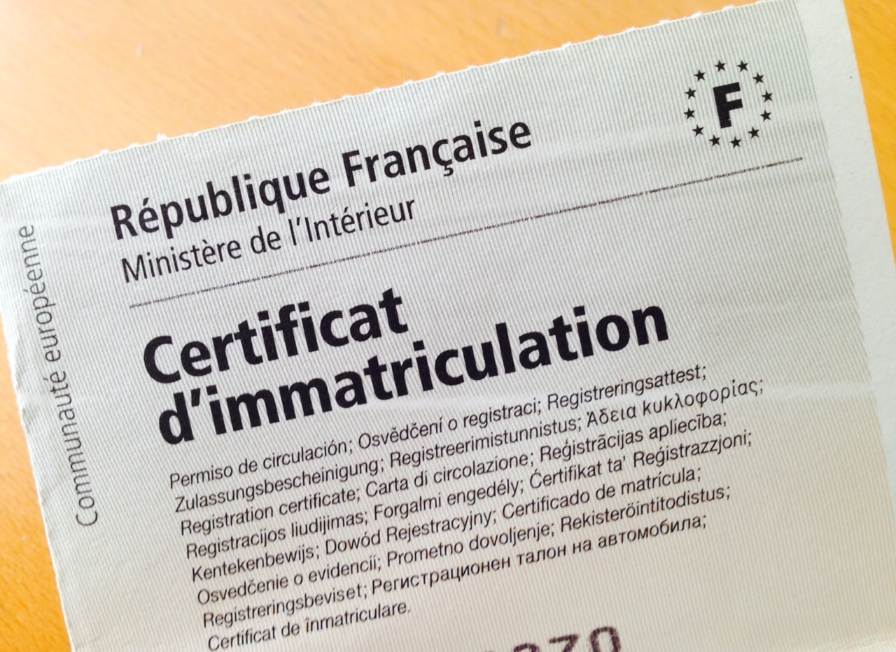 Certificat d'immatriculation