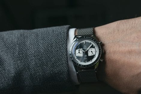 Montre YEMA Rallygraf Panda Meca-Quartz - Boîtier Acier 40mm, Bracelet Cuir Noir - Neuf Avec Boîte