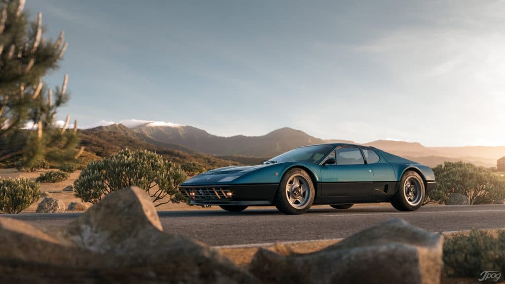 Ferrari 512BB, bleu Ribot, Copyright Jpog