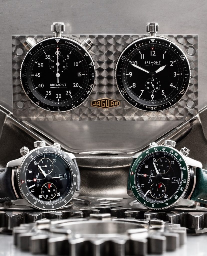 Bremont "rally timer" avec chronographes Jaguar E-Type 60th "Drop Everything Green" Set et "Flat Out Grey" Set