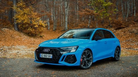 Audi RS3 Sportback bleu turbo, copyright Jpog