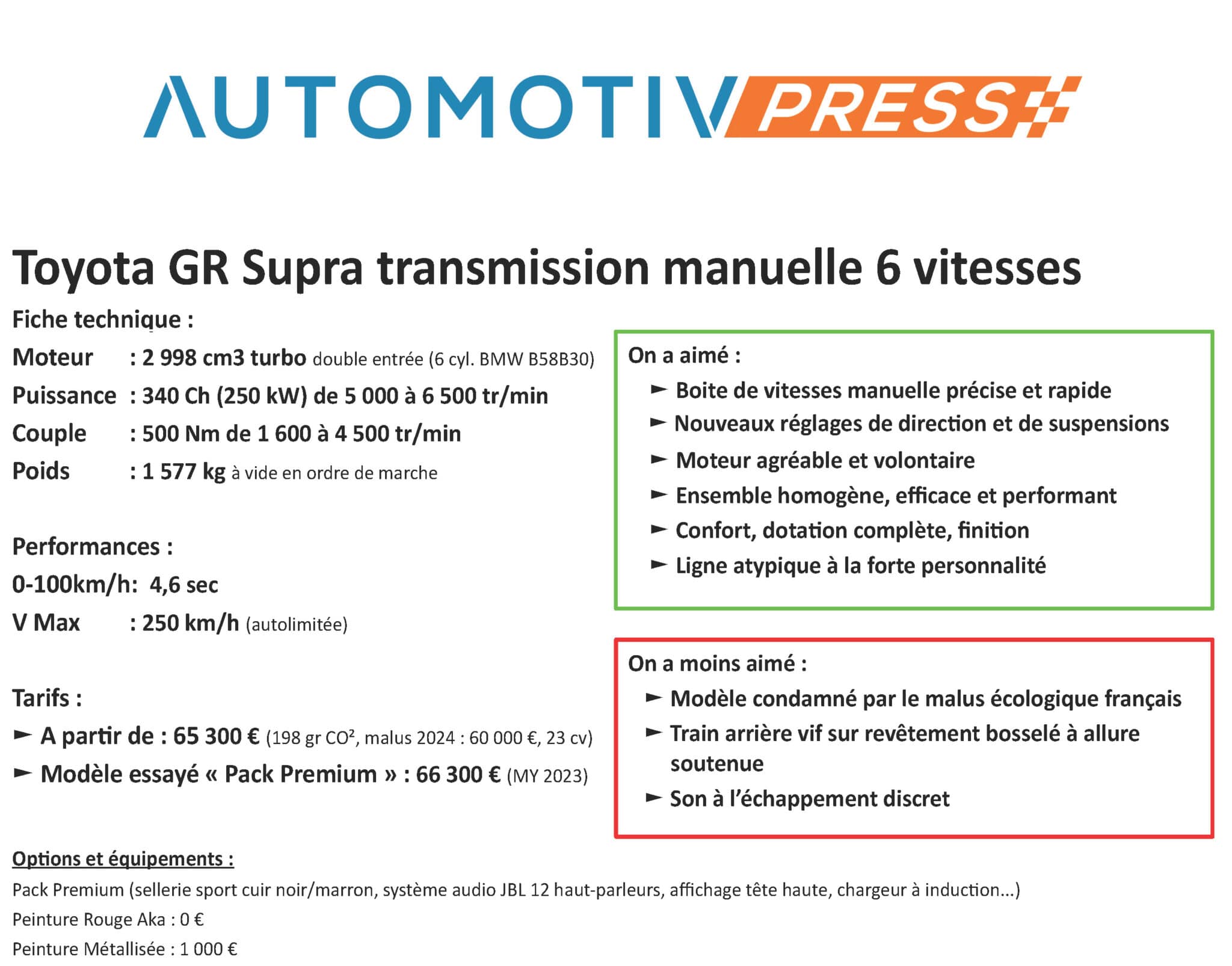 Toyota GR Supra transmission manuelle